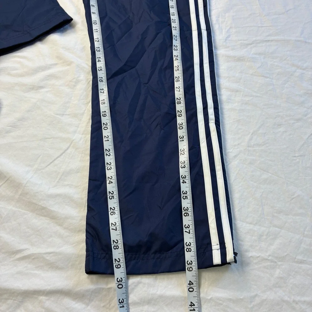 Vintage 2004 Adidas Navy Blue Windbreaker Track Pants Y2K 3 Stripe Mens S Unisex